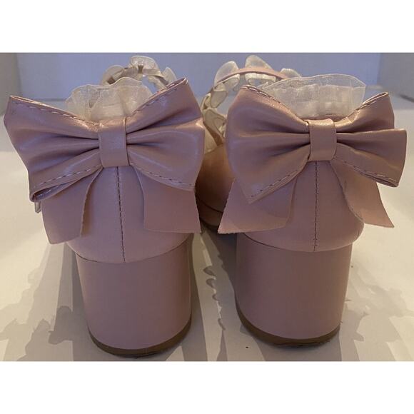 Lolita Womens Mary Janes Pump Shoes Bowknot T-Strap Block Heel Lace - Size 34 - Picture 3 of 8